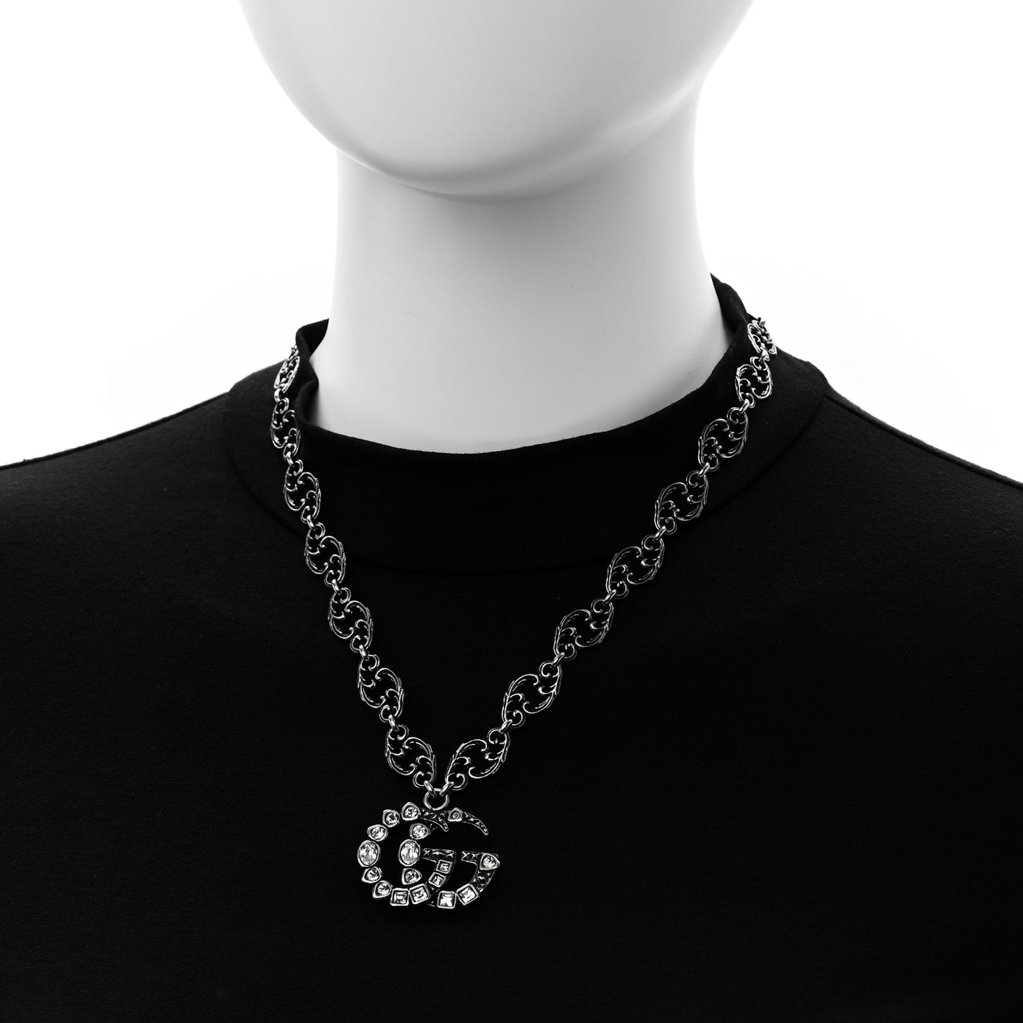 Metal Crystal Marmont Necklace Aged Silver