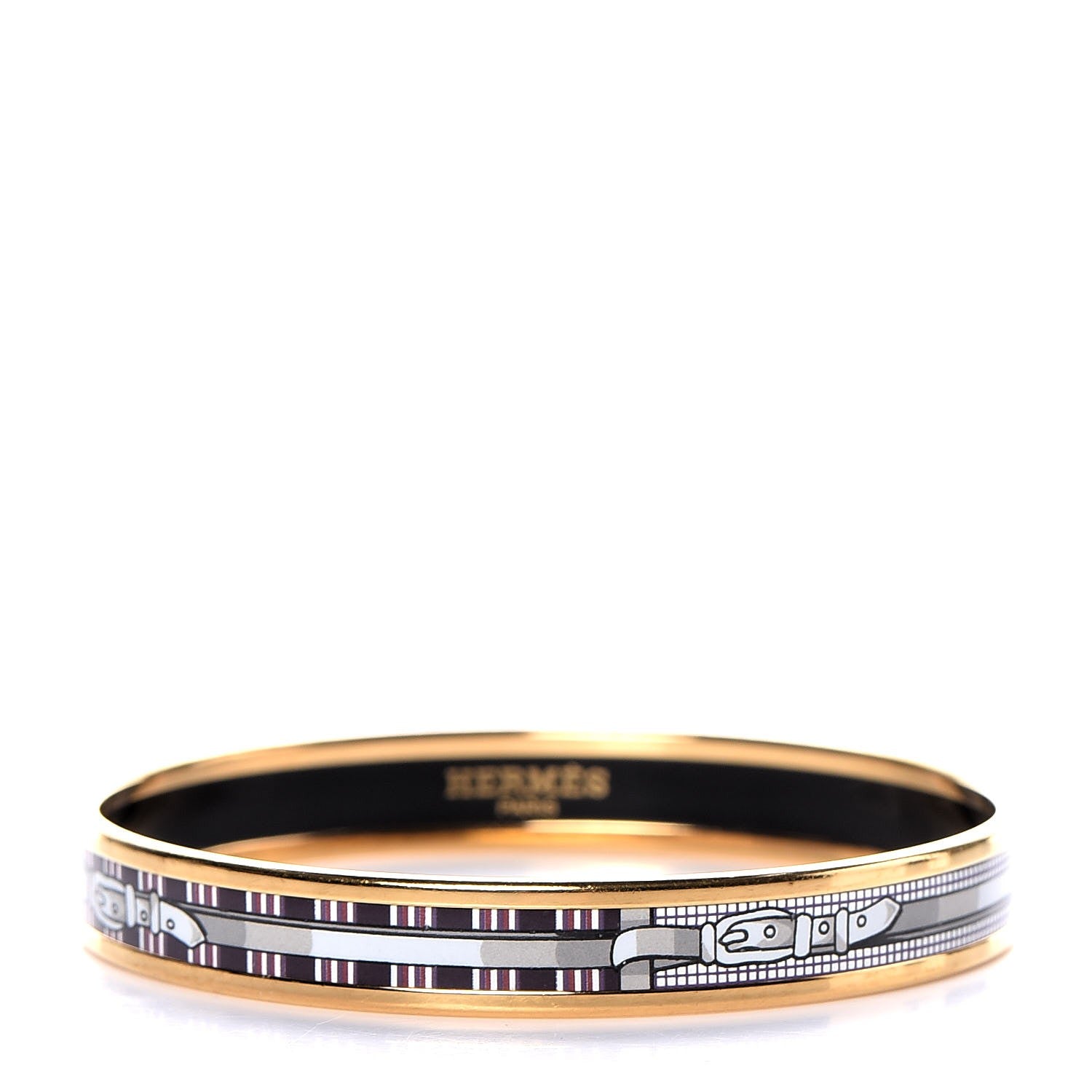 Hermes Enamel Narrow Printed Buckle Bracelet 65 1 of 5