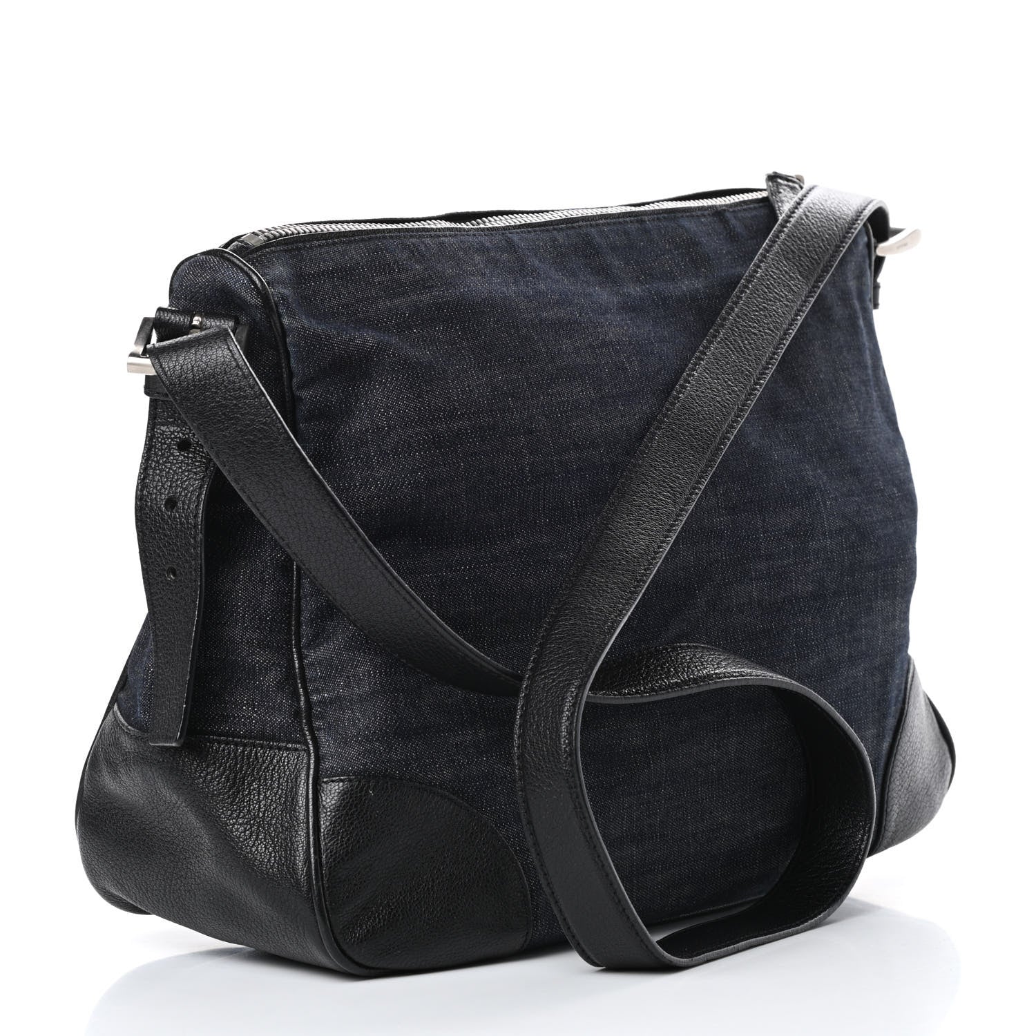 Prada Denim Goatskin Messenger Bleu 3 of 15