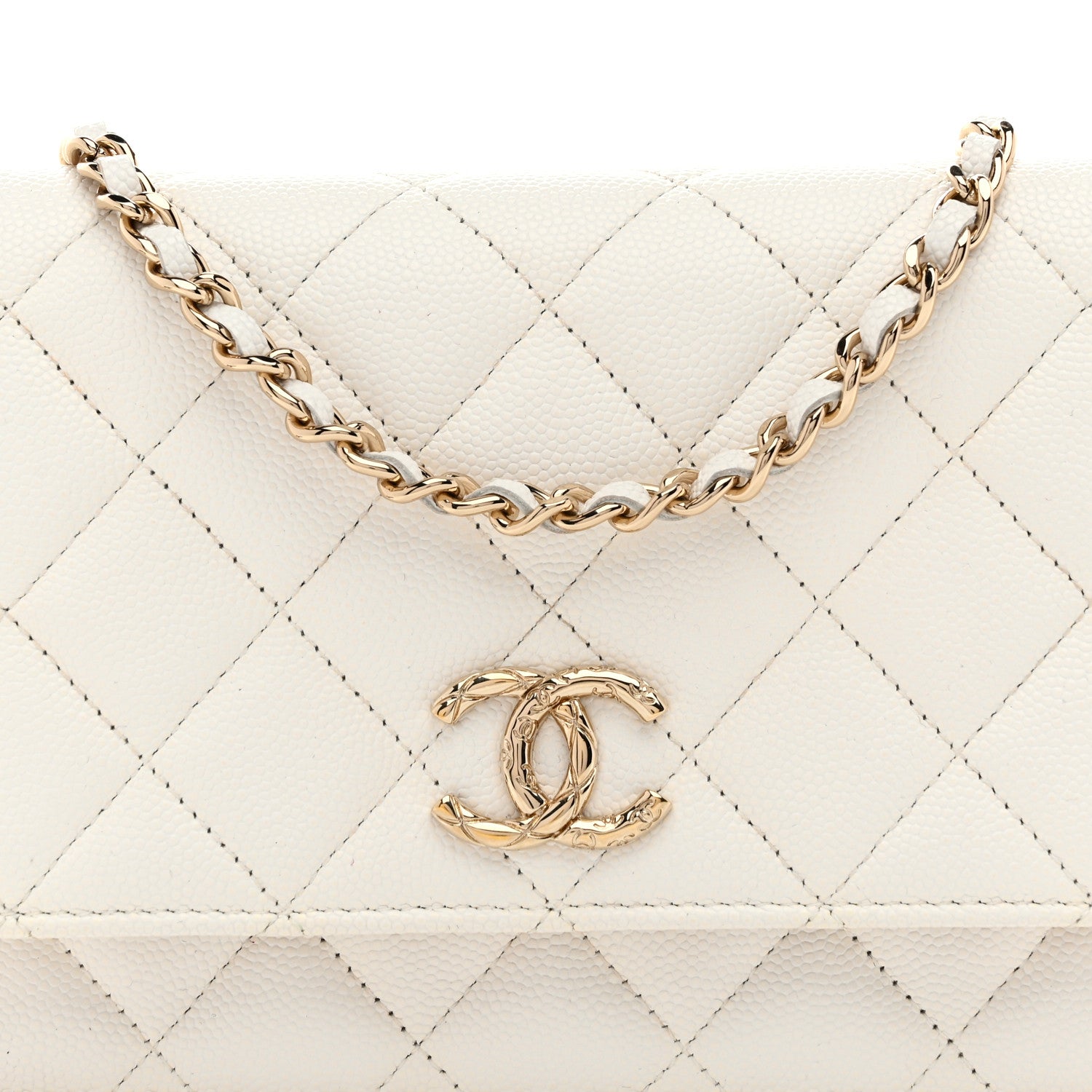 Chanel Caviar Quilted Wallet on Chain WOC White 9 of 12