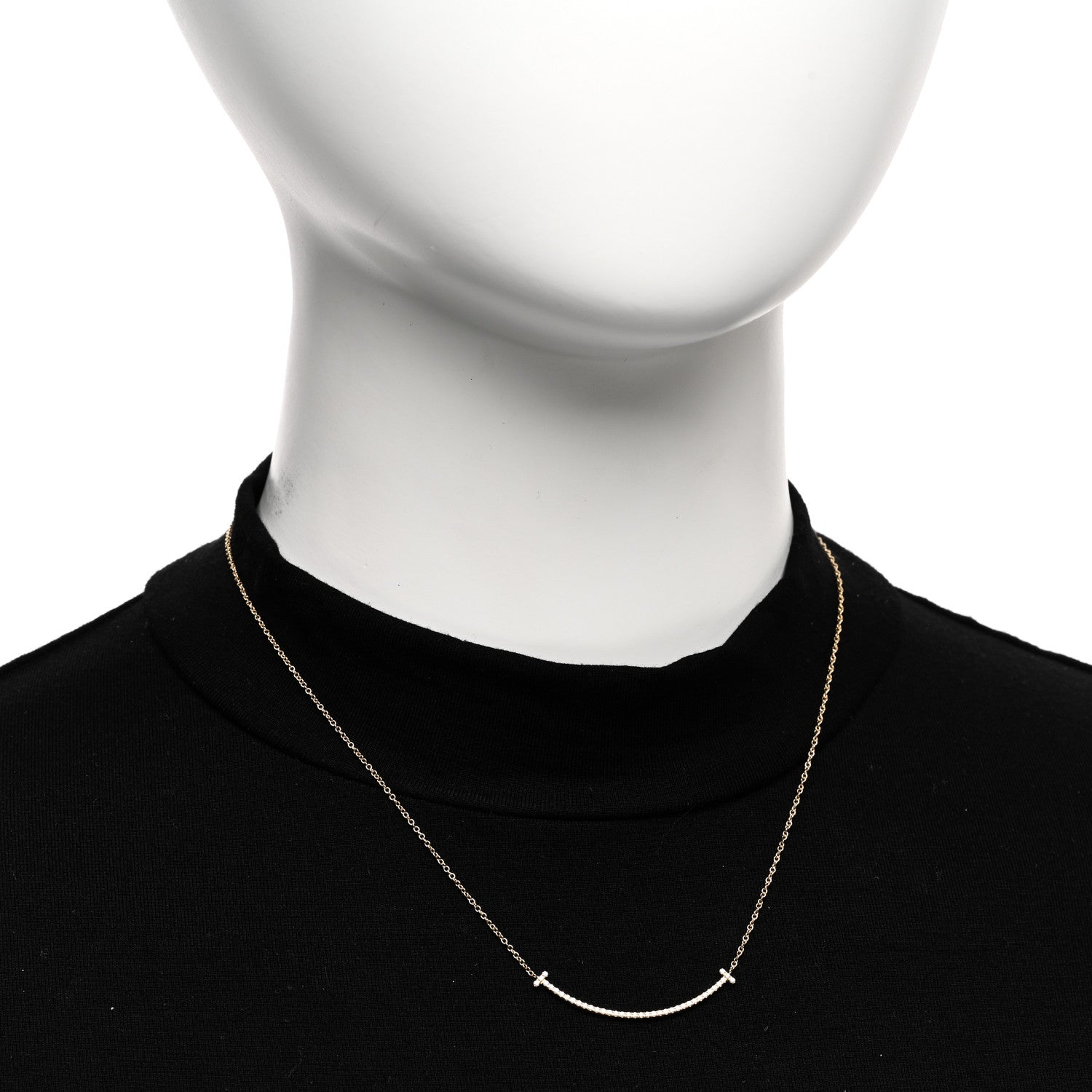 Tiffany 18K Yellow Gold Diamond Small T Smile Pendant Necklace 2 of 5
