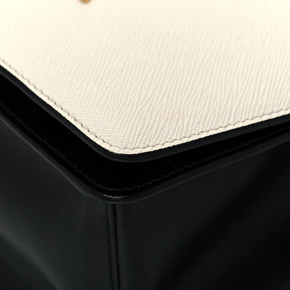 Prada Saffiano Chain Shoulder Bag White Black 8 of 12