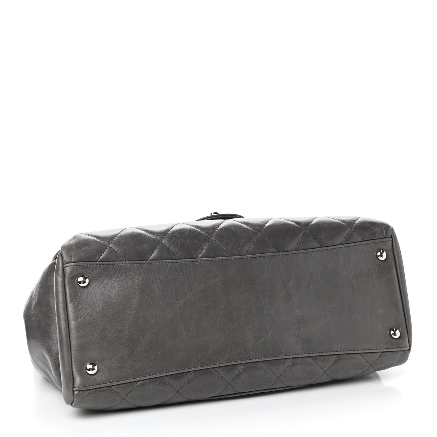 Glazed Calfskin Quilted Small CC Delivery Tote Grey