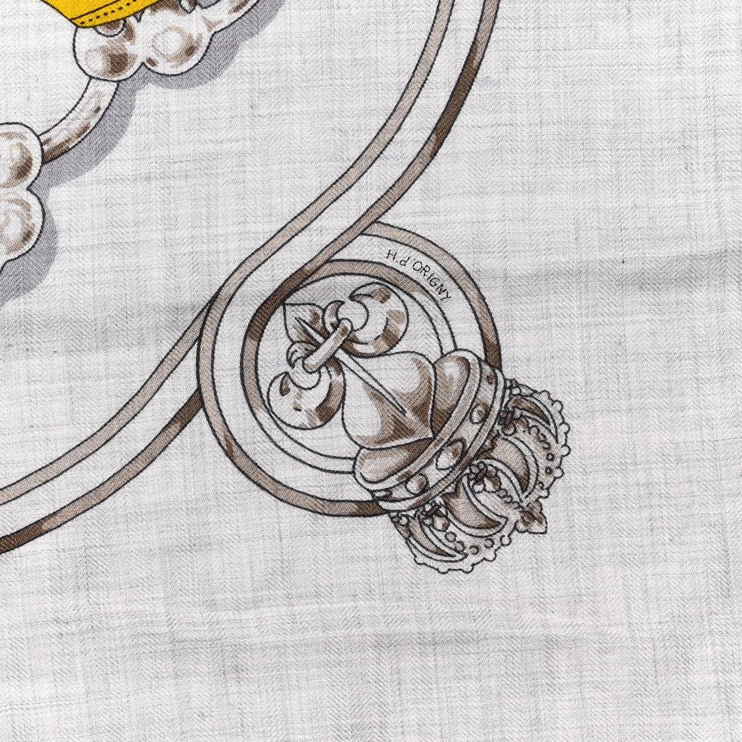 Cashmere Silk Cavalcadour Shawl 140 Gris Chine Bleu Roi