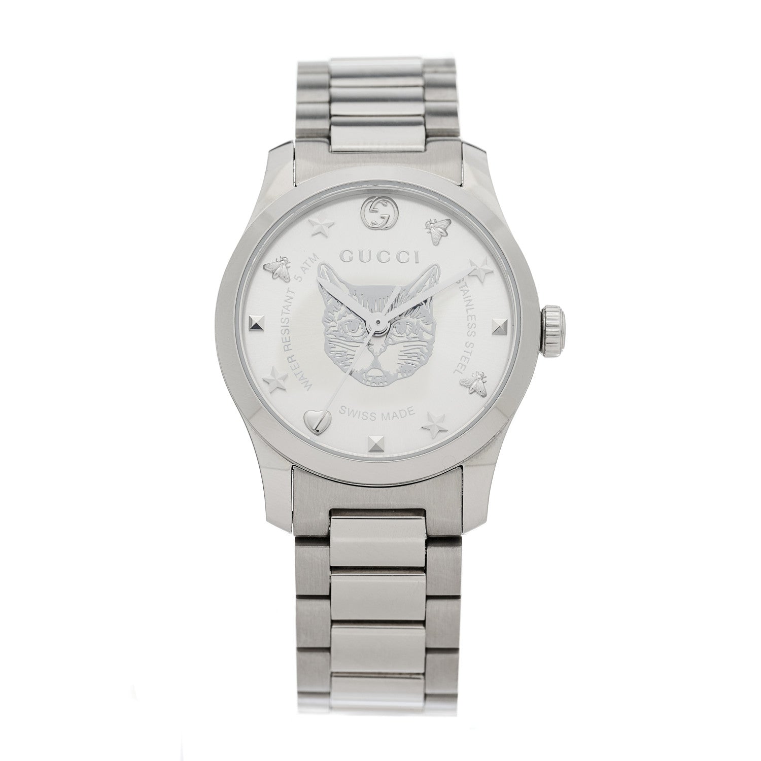 Gucci Stainless Steel 27mm G-Timeless Cat Quartz Watch 1 of 5