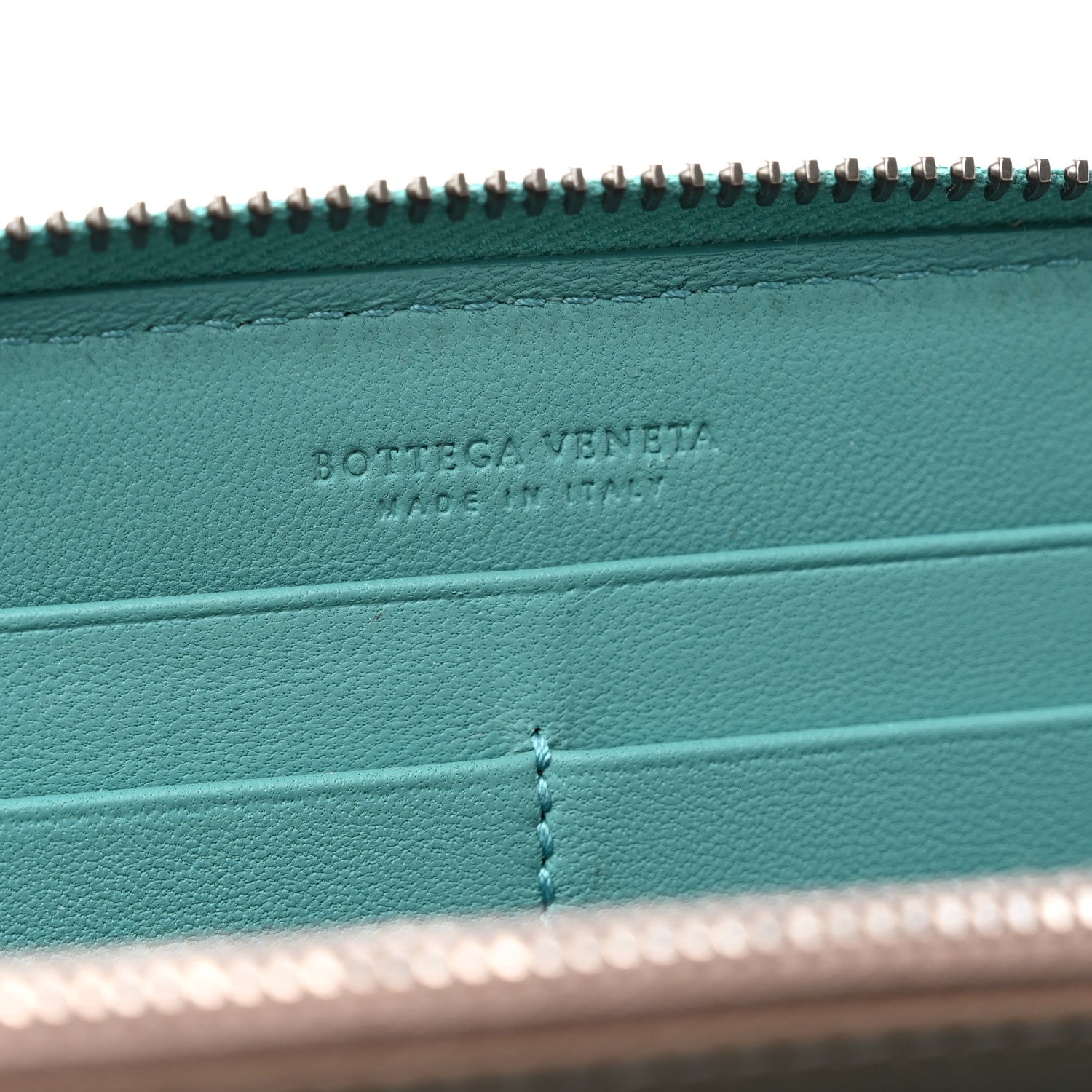 Bottega Veneta Nappa Intrecciato Zip Around Wallet Aqua 6 of 10
