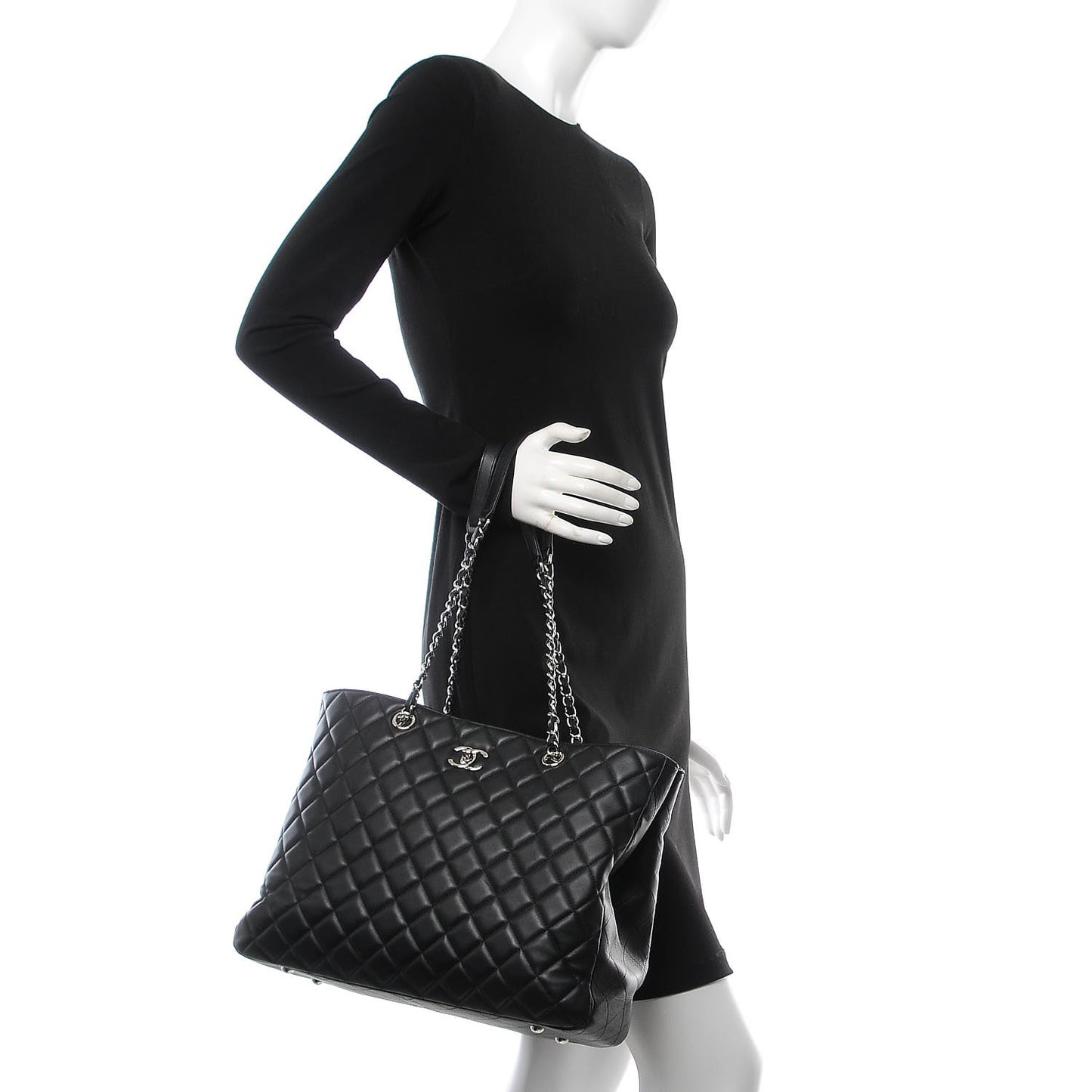 Calfskin Quilted Timeless Tote Black