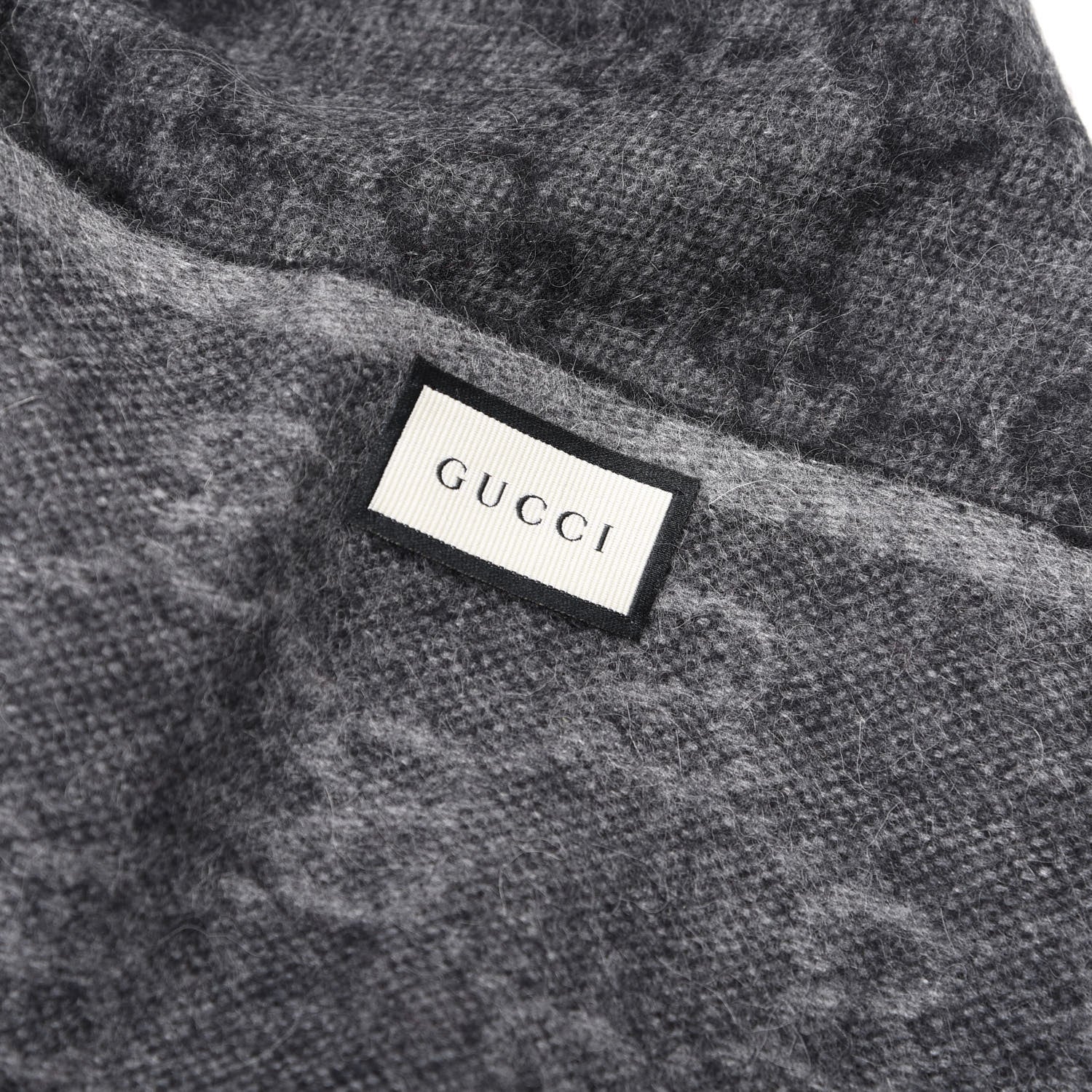 Gucci Wool Angora Monogram Web New Nikky Scarf Lead Dark Green 3 of 4