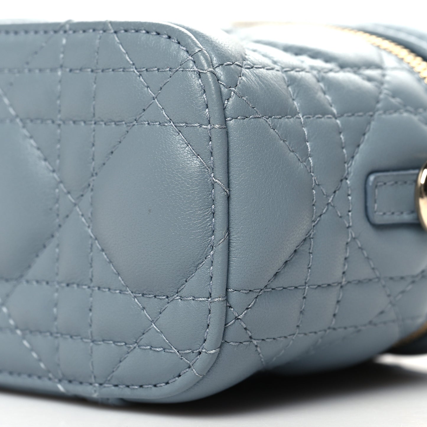 Lambskin Cannage Micro Lady Dior Vanity Case Blue