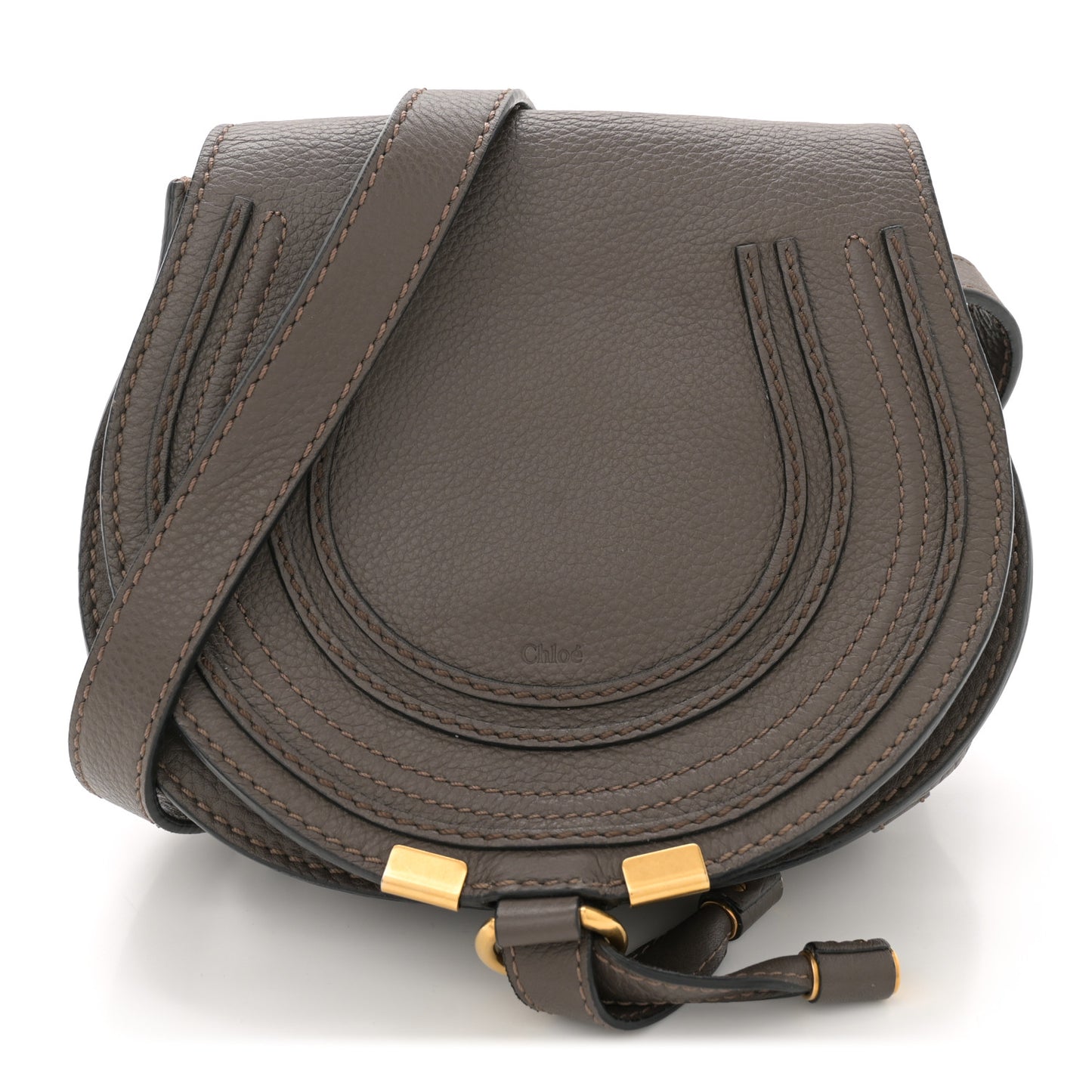 Calfskin Mini Marcie Round Crossbody Bag Cashmere Grey