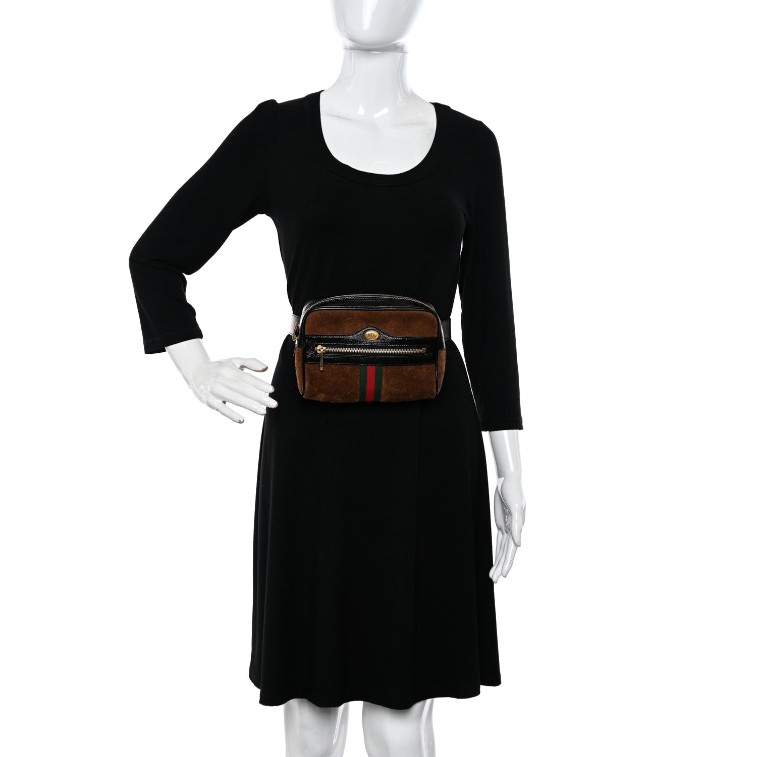 Gucci Suede Small Ophidia Belt Bag 85 34 Brown 2 of 10