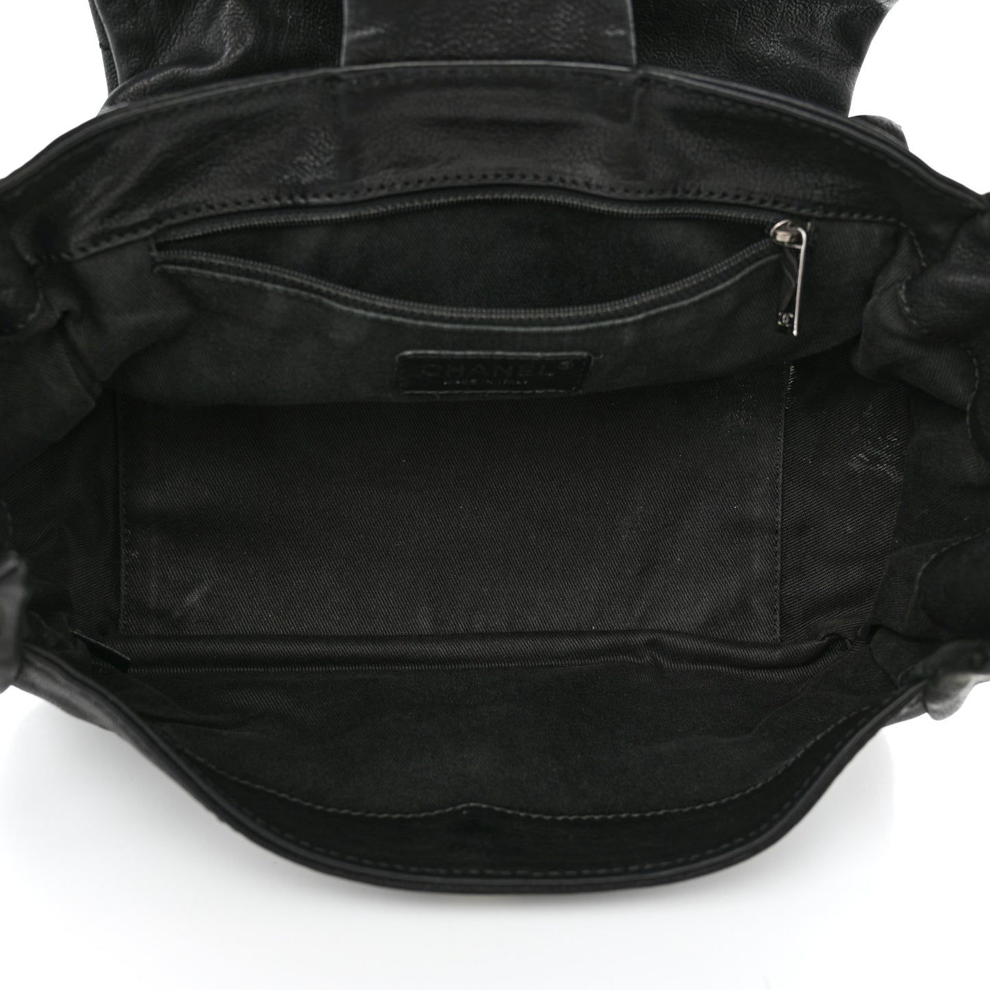 Calfskin Diamond Stitch Accordion Flap Black