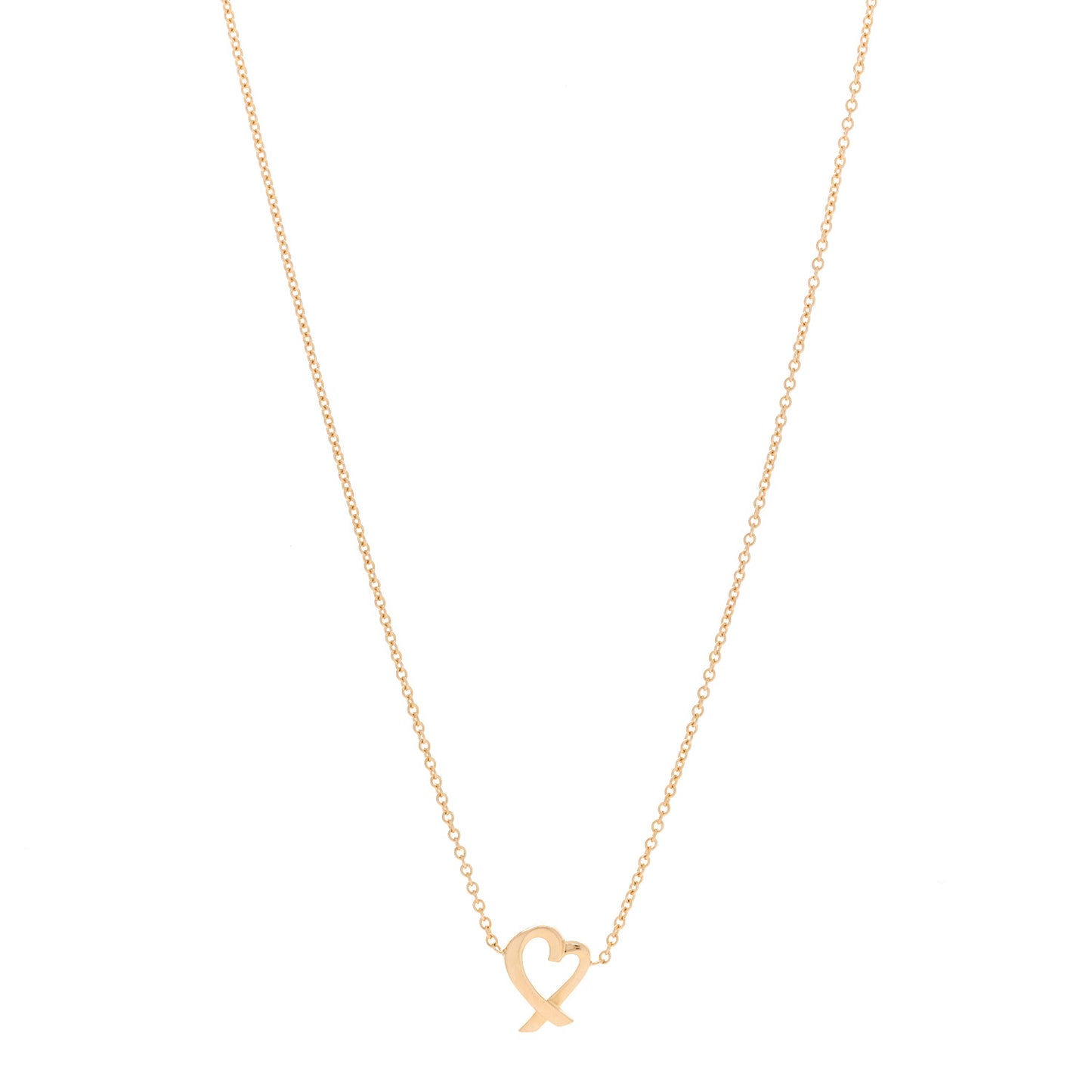 18K Yellow Gold Mini Paloma Picasso Loving Heart Pendant Necklace