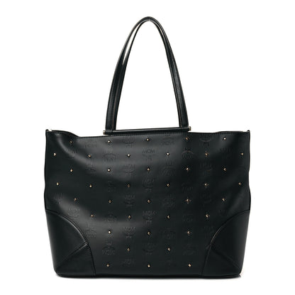 MCM Coated Canvas Studded Shopper Tote Black 1 of 9