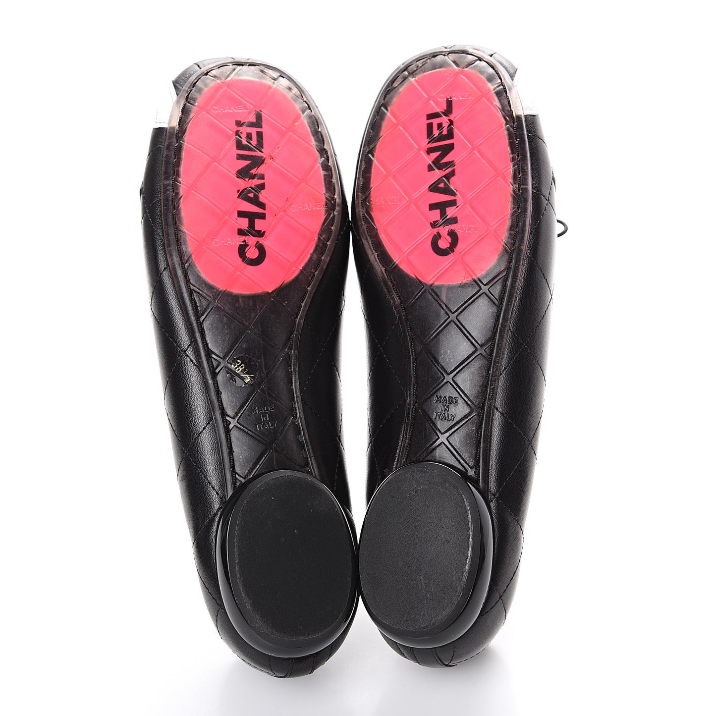 Lambskin Cambon Quilted Ballerina Flats 38.5 Black