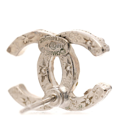 Chanel Metal Crystal CC Earrings Silver 4 of 5