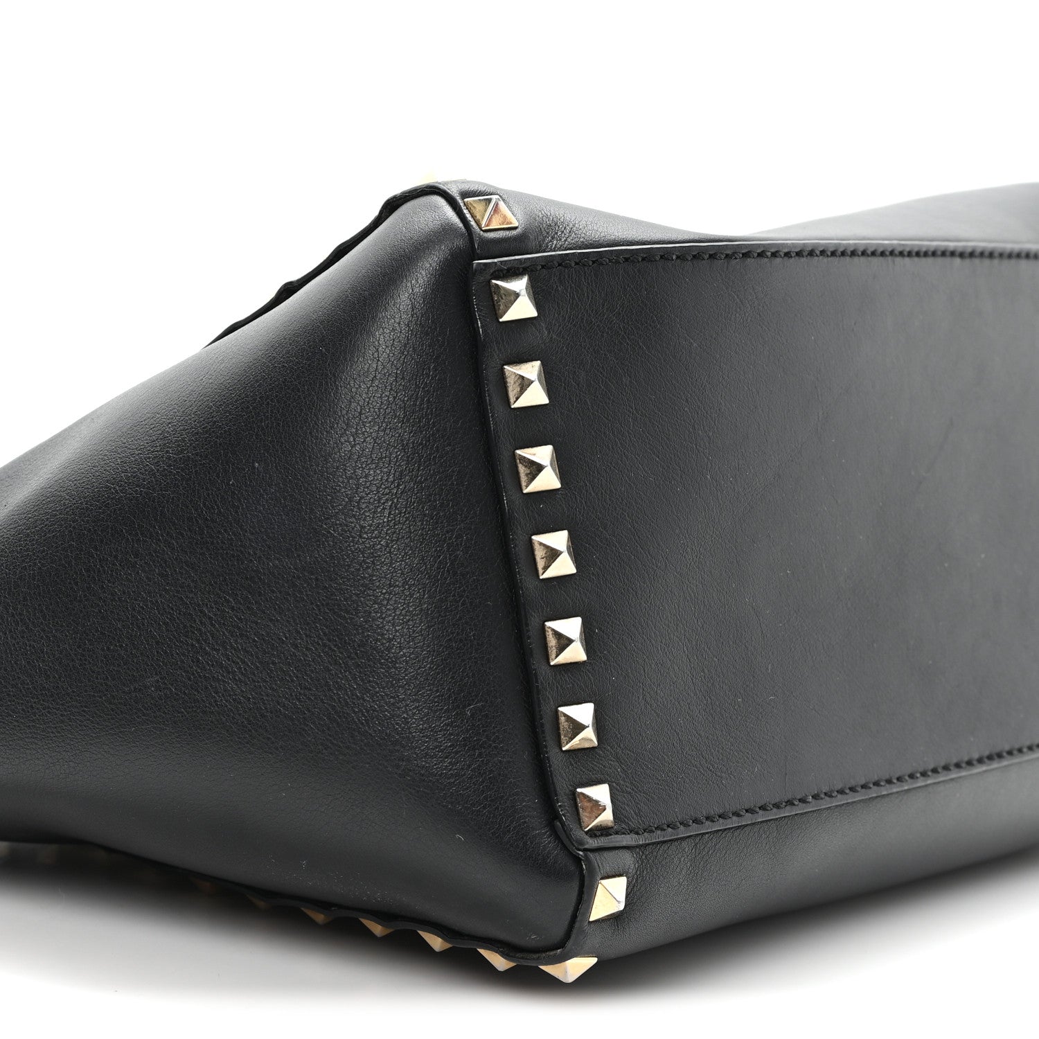 Valentino Garavani Vitello Small Rockstud Double Handle Tote Black