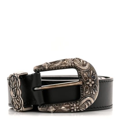 Louis Vuitton Calfskin 25mm Western Belt 90 36 Black 1 of 7