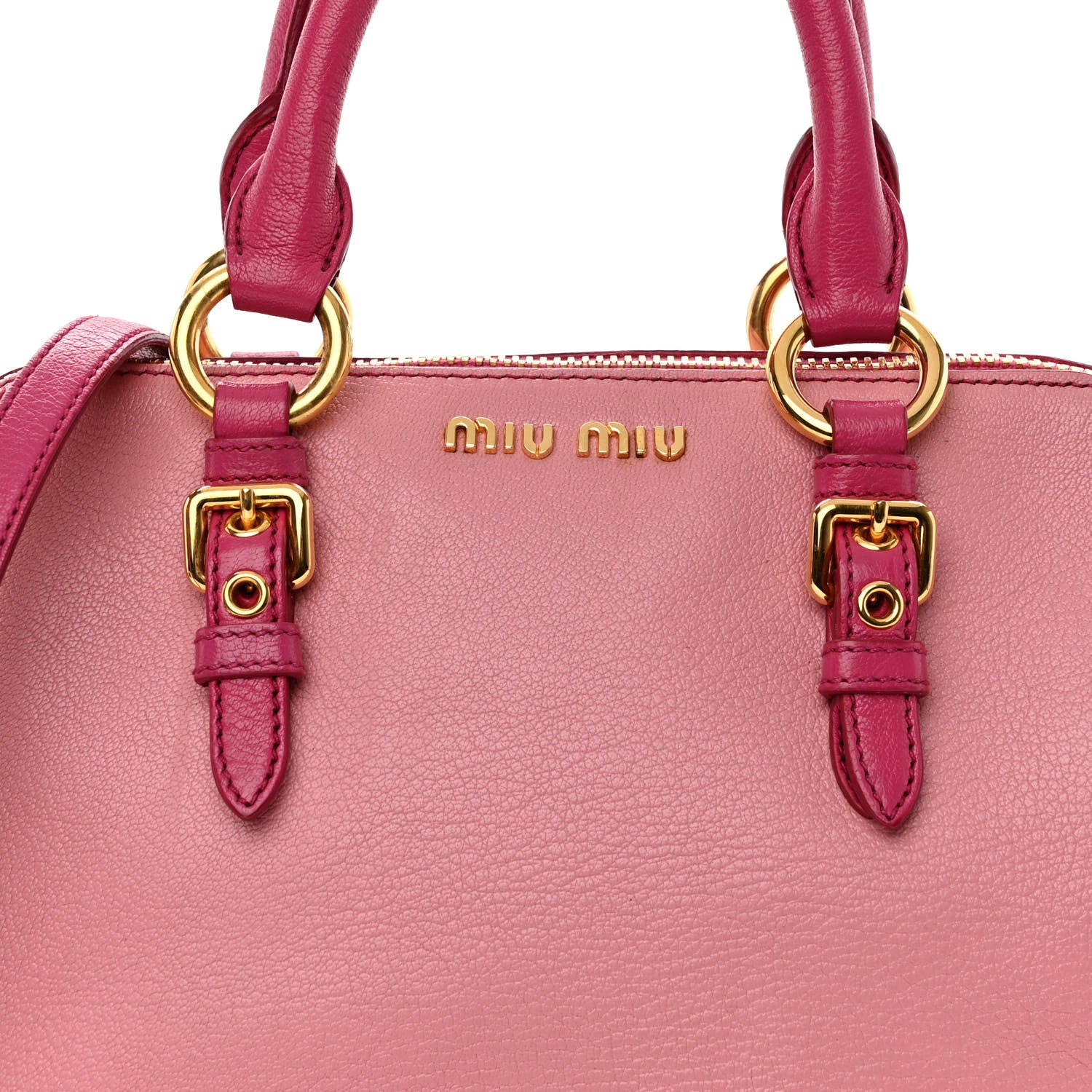 Miu Miu Goatskin Madras Bi-Color Bowling Bag Rosa Peonia 1285954