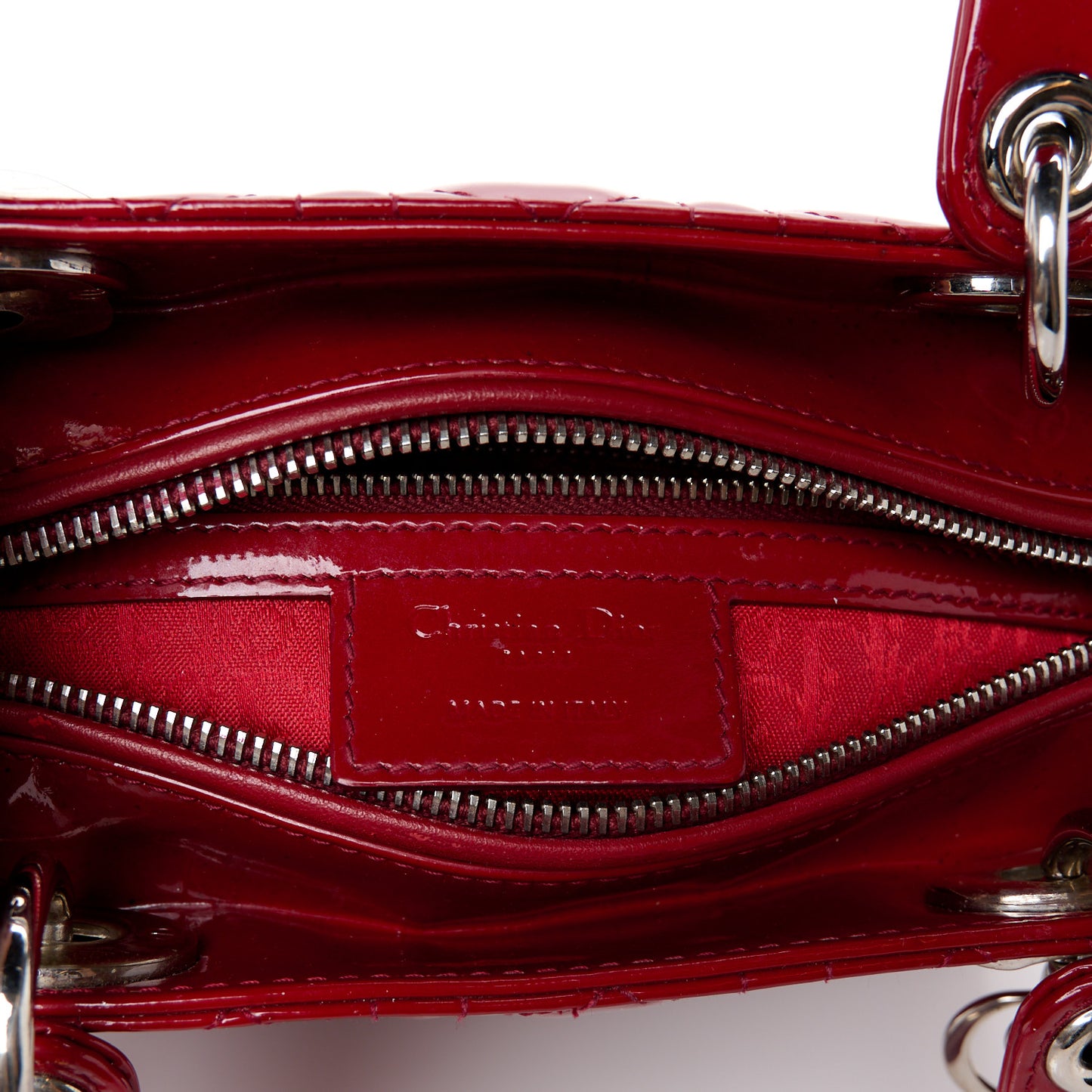 Patent Cannage Medium Lady Dior Red