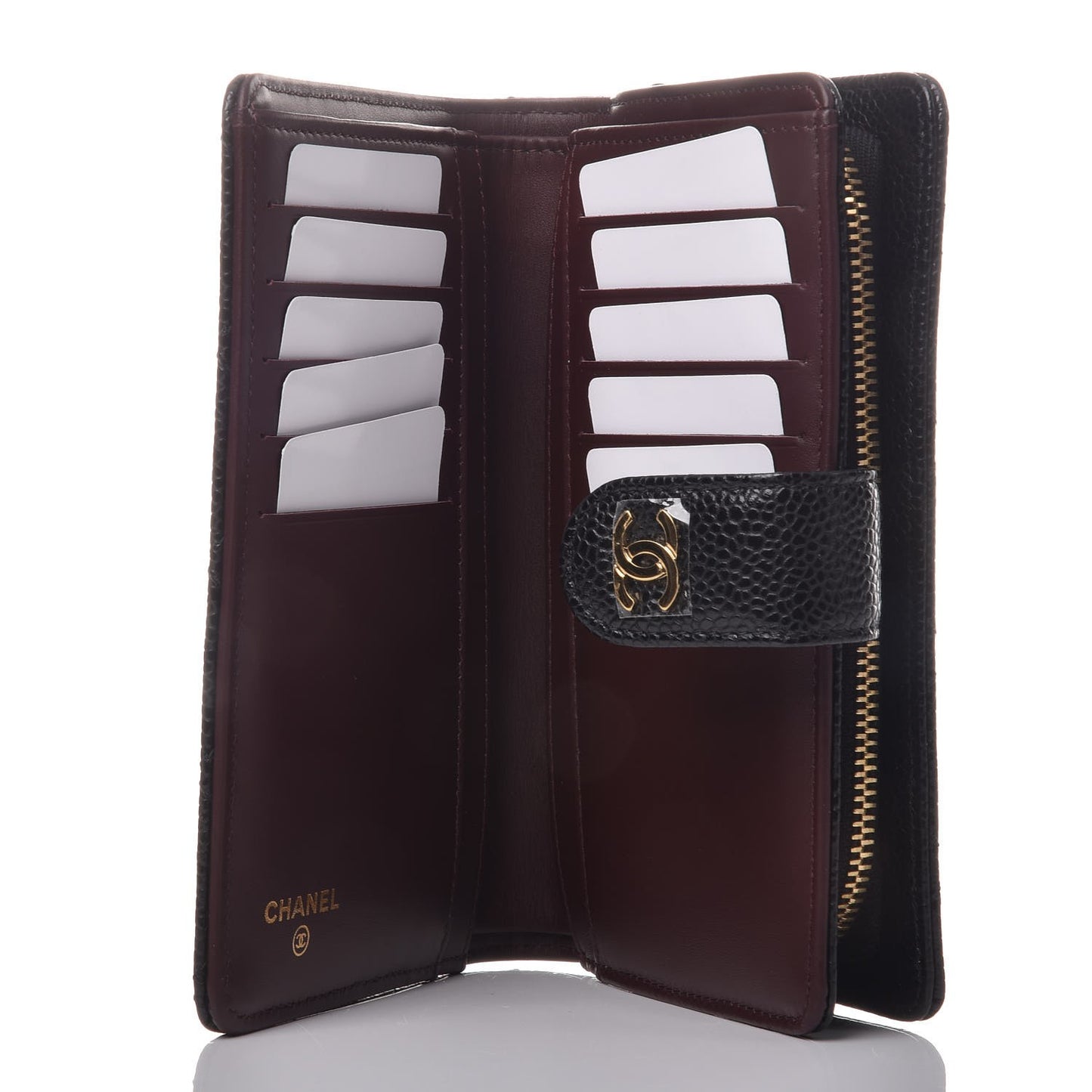 Caviar Quilted Zipped Pocket Wallet Black