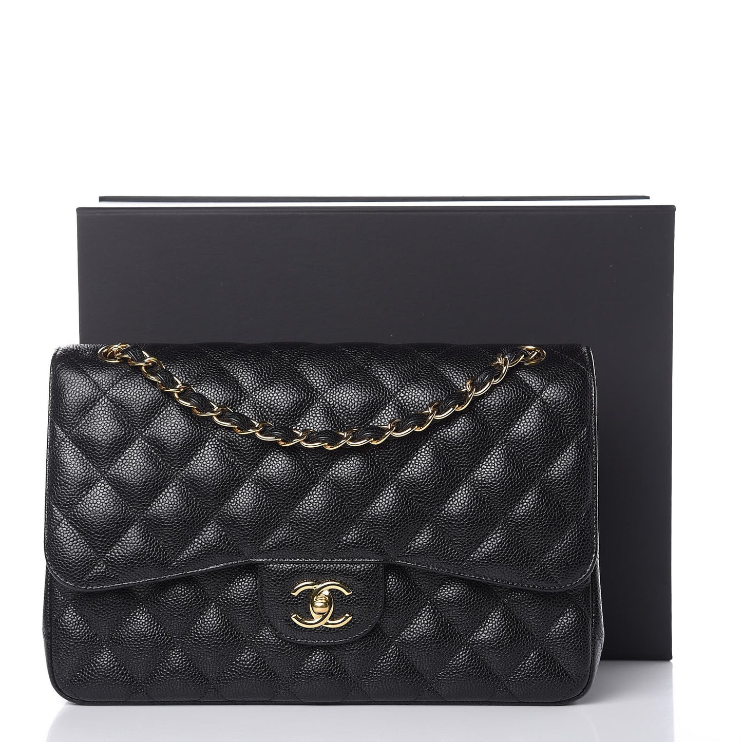 Caviar Quilted Jumbo Double Flap Black