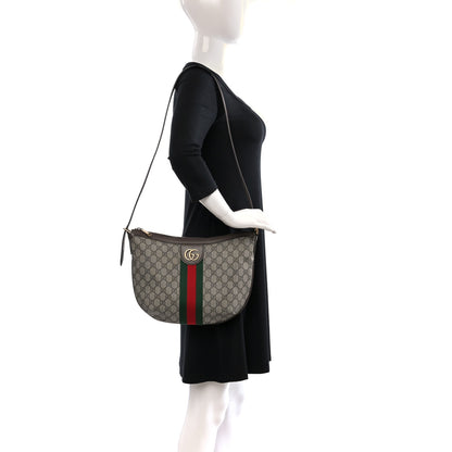 Gucci GG Supreme Monogram Web Small Ophidia Half Moon Hobo Brown 2 of 11