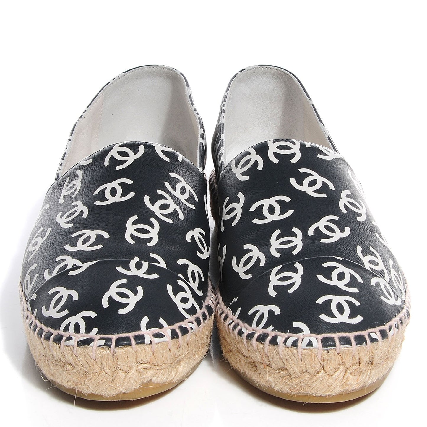 Lambskin Printed CC Espadrilles 39 Black White