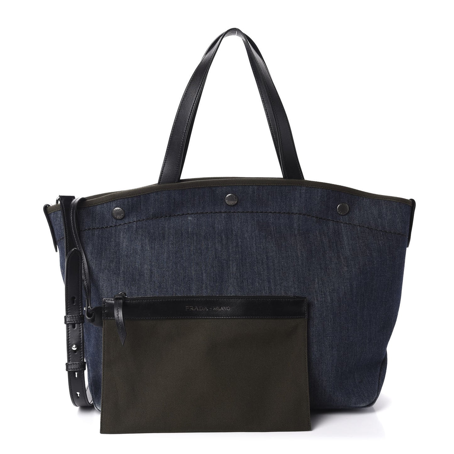Denim City Calfskin Logo Shopping Tote Blue