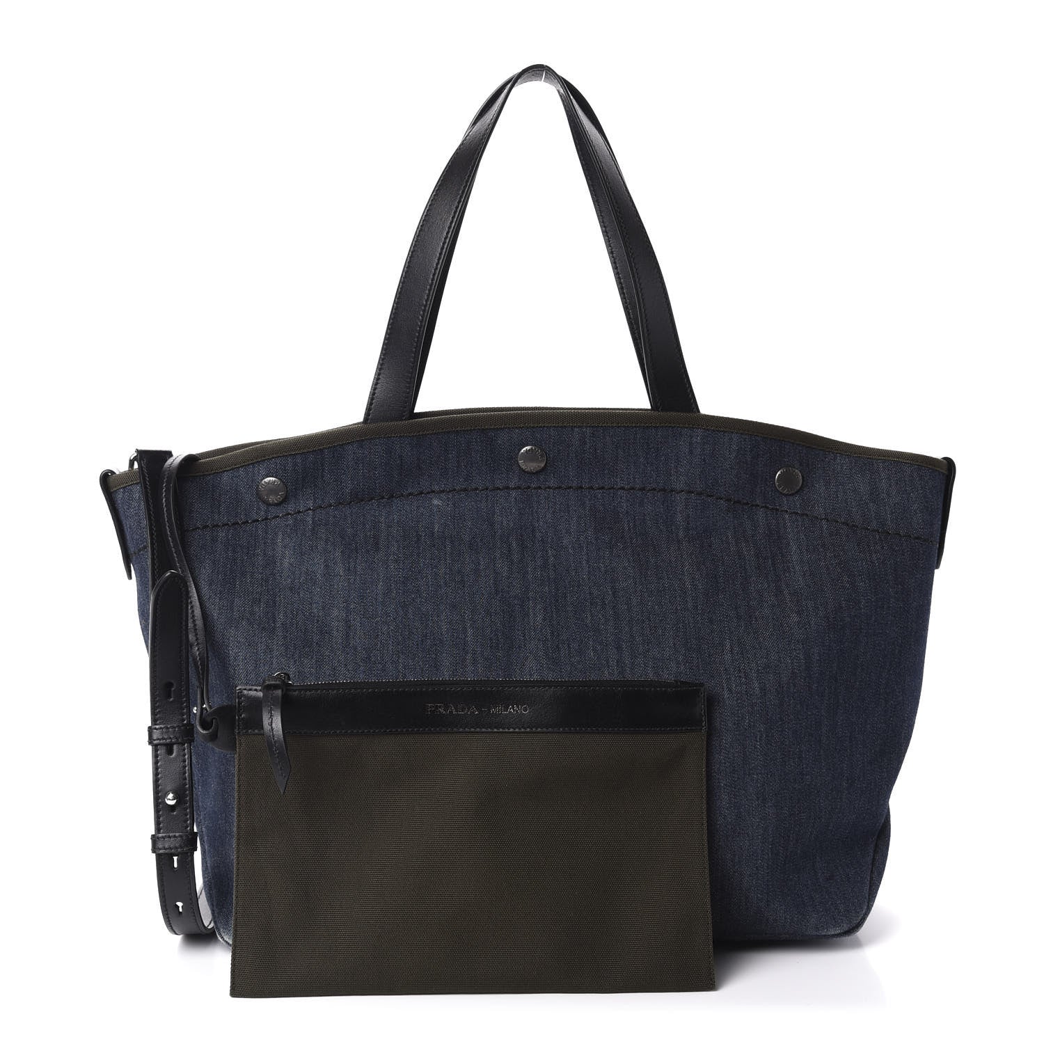 Prada Denim City Calfskin Logo Shopping Tote Blue 1 of 9