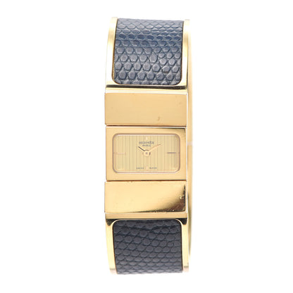 Hermes Stainless Steel Lizard 19mm Loquet Quartz Watch Bleu Petrole 1 of 5