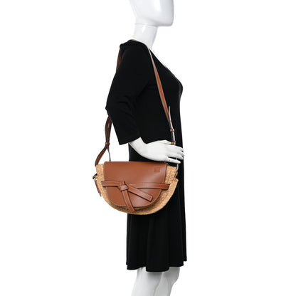 Loewe Calfskin Raffia Small Gate Crossbody Bag Natural Tan 2 of 11