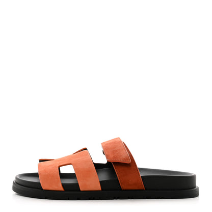 Hermes Suede Goatskin Womens Chypre Sandals 39.5 Rose Bois De Santal Rouge De Turin 1 of 9