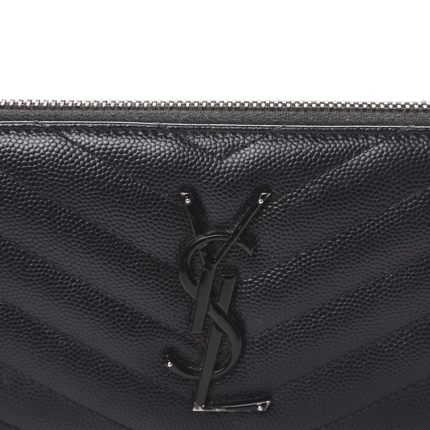 Grain De Poudre Matelasse Chevron Monogram Zip Around Wallet Black