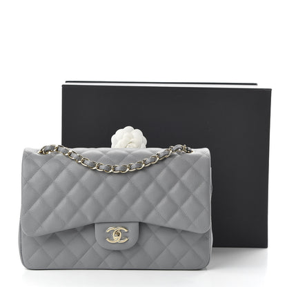Chanel Caviar Quilted Jumbo Double Flap Grey 11 of 11