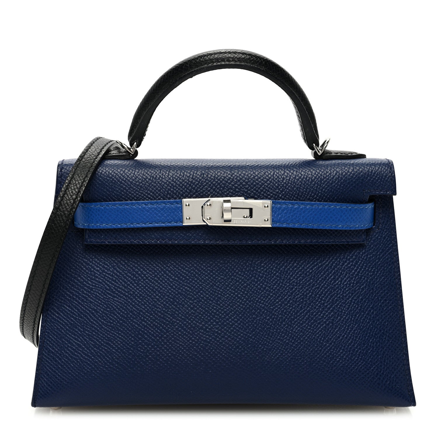 Hermes Epsom Mini Kelly Sellier 20 Bleu Saphir Bleu France Black 1 of 9
