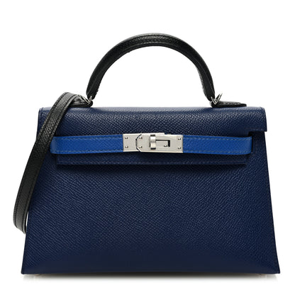 Hermes Epsom Mini Kelly Sellier 20 Bleu Saphir Bleu France Black 1 of 9