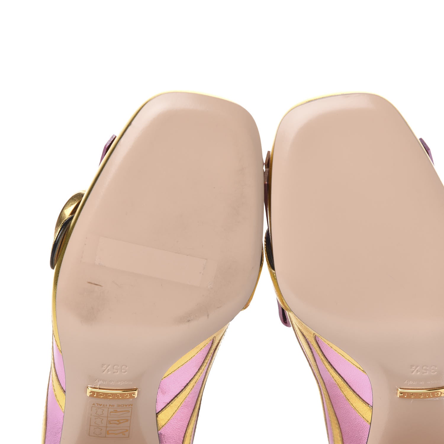 Gucci Metallic Nappa Inlay GG Marmont Fringe 50mm Loafer Pumps 35.5 Oro Vecchio Rosa 6 of 10
