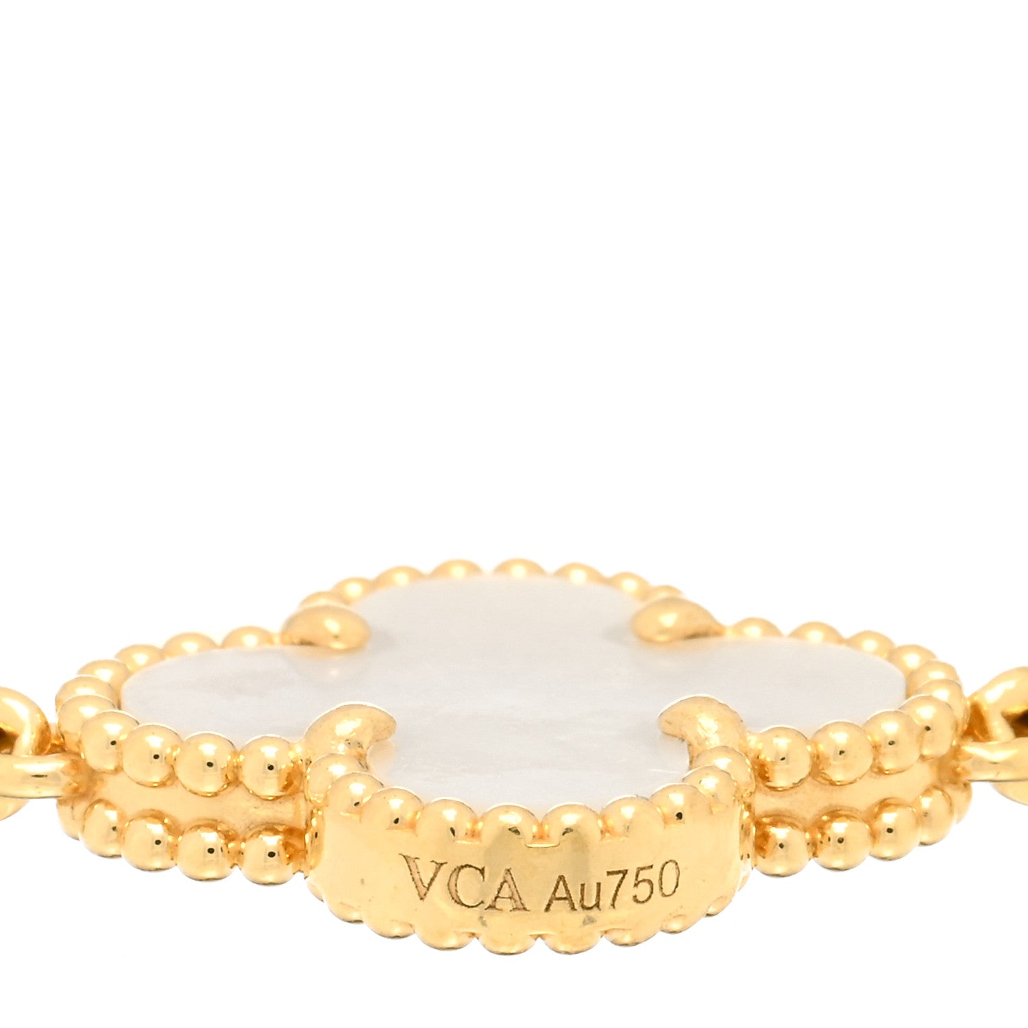 Van Cleef & Arpels 18K Yellow Gold Mother of Pearl 5 Motifs Vintage Alhambra Bracelet 3 of 3