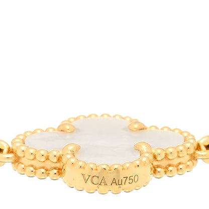 Van Cleef & Arpels 18K Yellow Gold Mother of Pearl 5 Motifs Vintage Alhambra Bracelet 3 of 3
