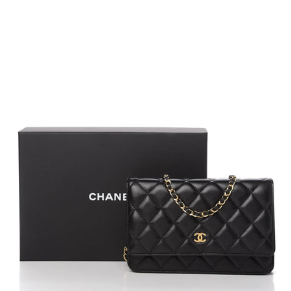 Chanel Lambskin Quilted Wallet On Chain WOC Black 12 of 12