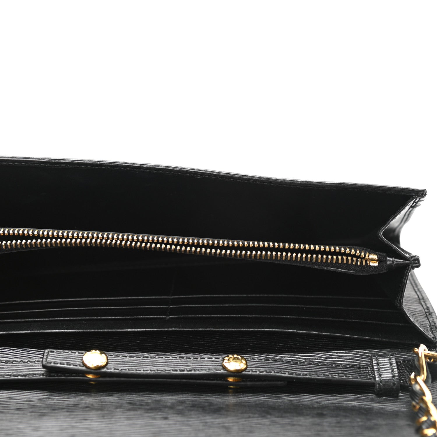 Prada Vitello Move Metal Oro Chain Wallet Black 5 of 9