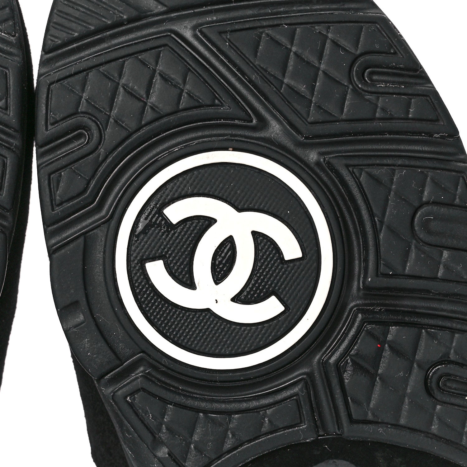 Chanel Fabric Calfskin Suede CC Sneakers 38.5 Black 6 of 8