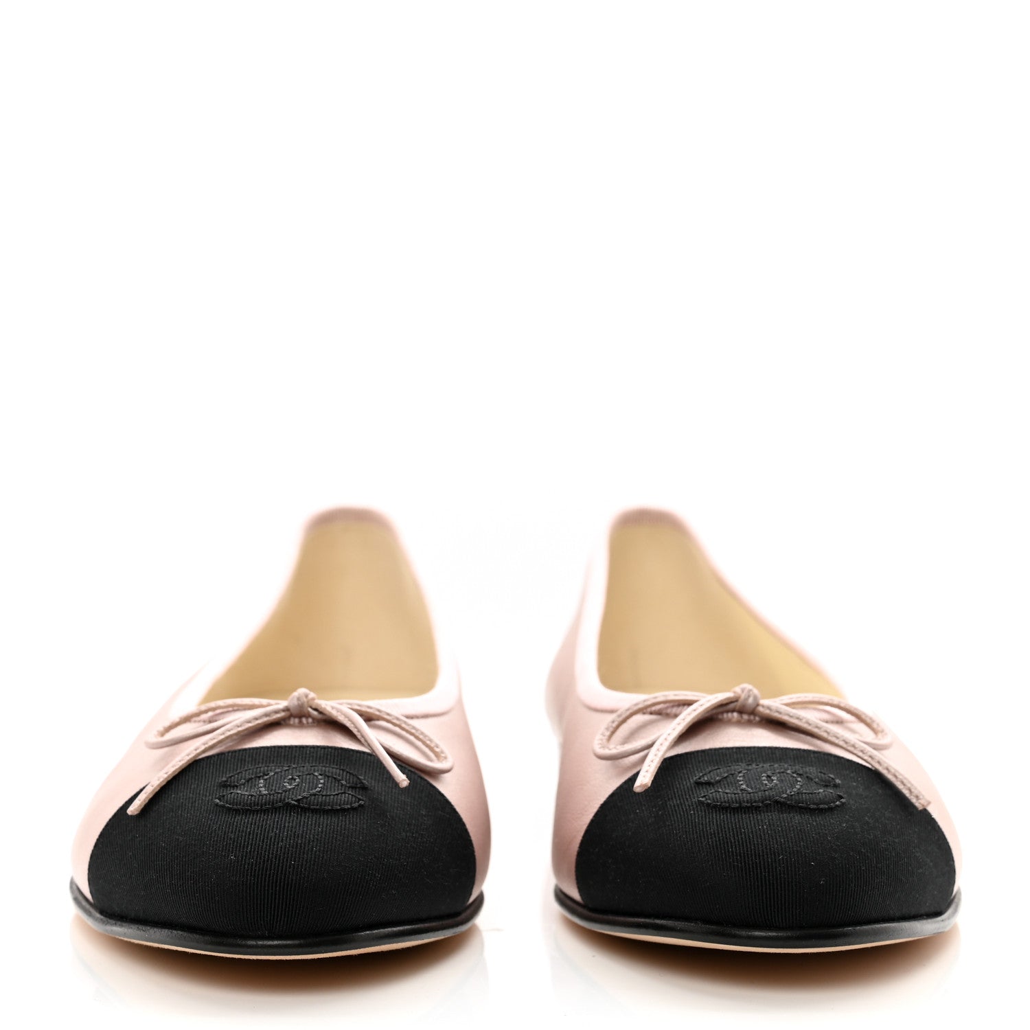 Chanel Lambskin Grosgrain Cap Toe CC Ballerina Flats 38.5 Pink Black 2 of 9