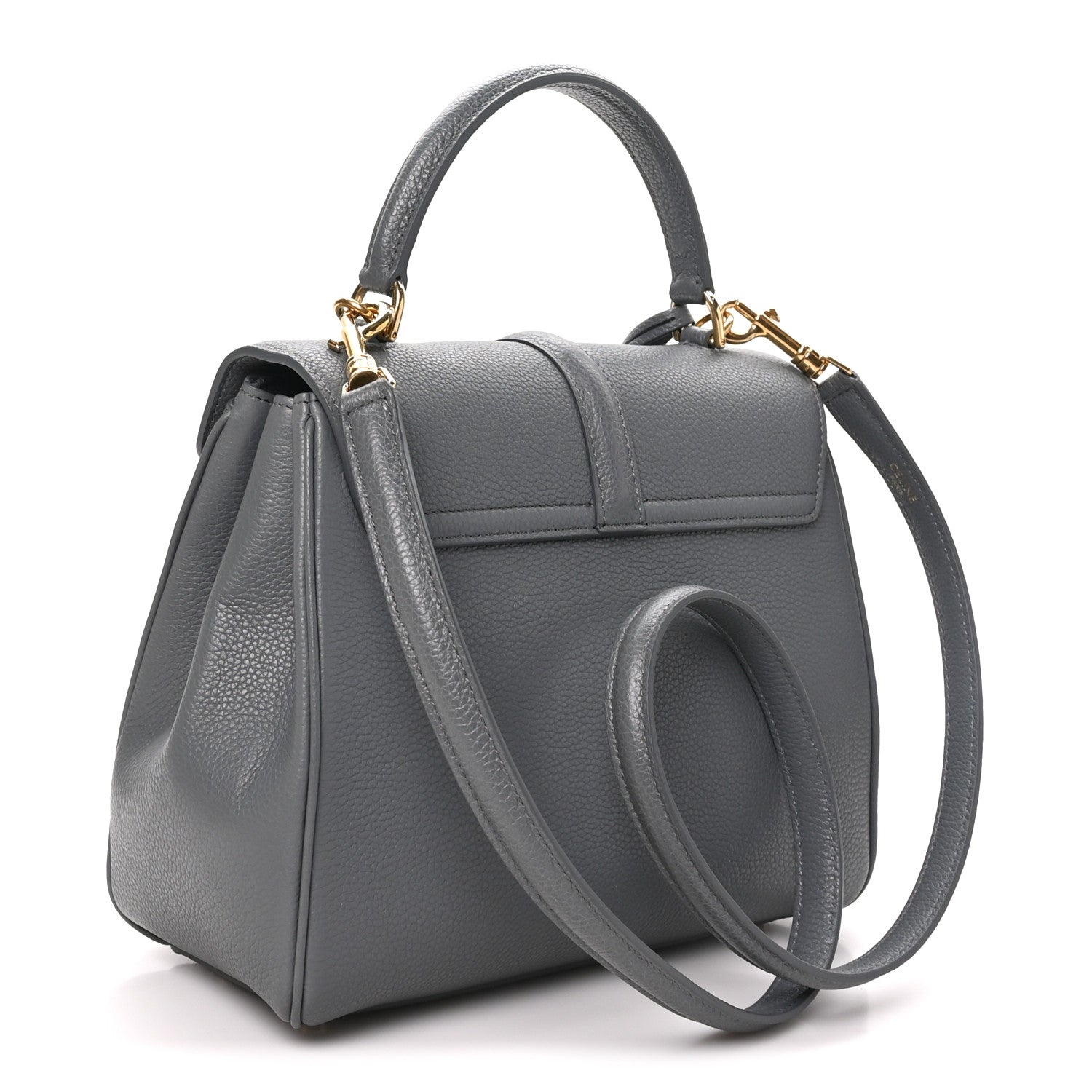 Celine Grained Calfskin Small 16 Top Handle Bag Medium Grey 3 of 10