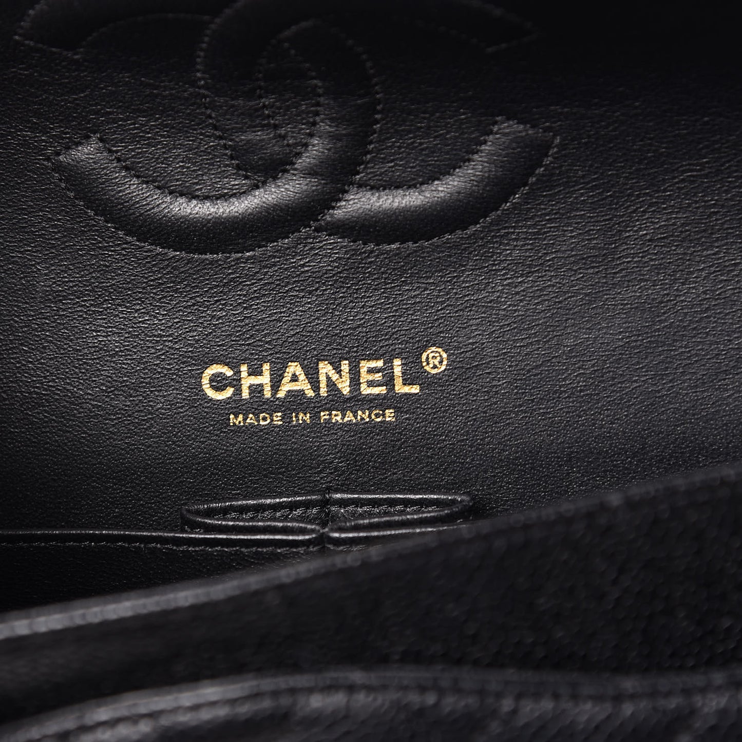 Caviar Quilted Medium Double Flap Black