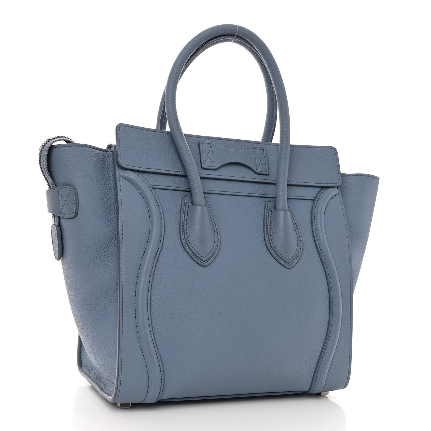 Celine Drummed Calfskin Micro Luggage Medium Blue 3 of 10