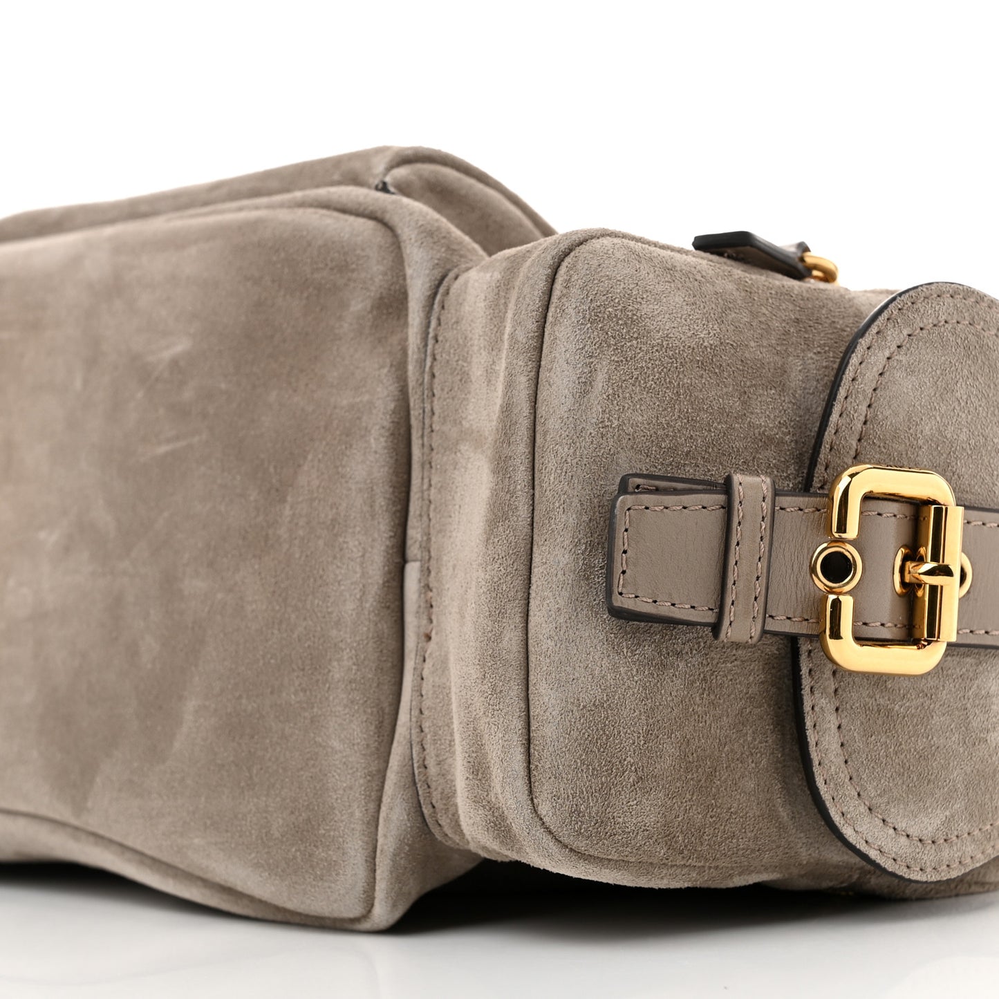 Suede Calfskin Medium Double Carry Camera Bag Motty Grey