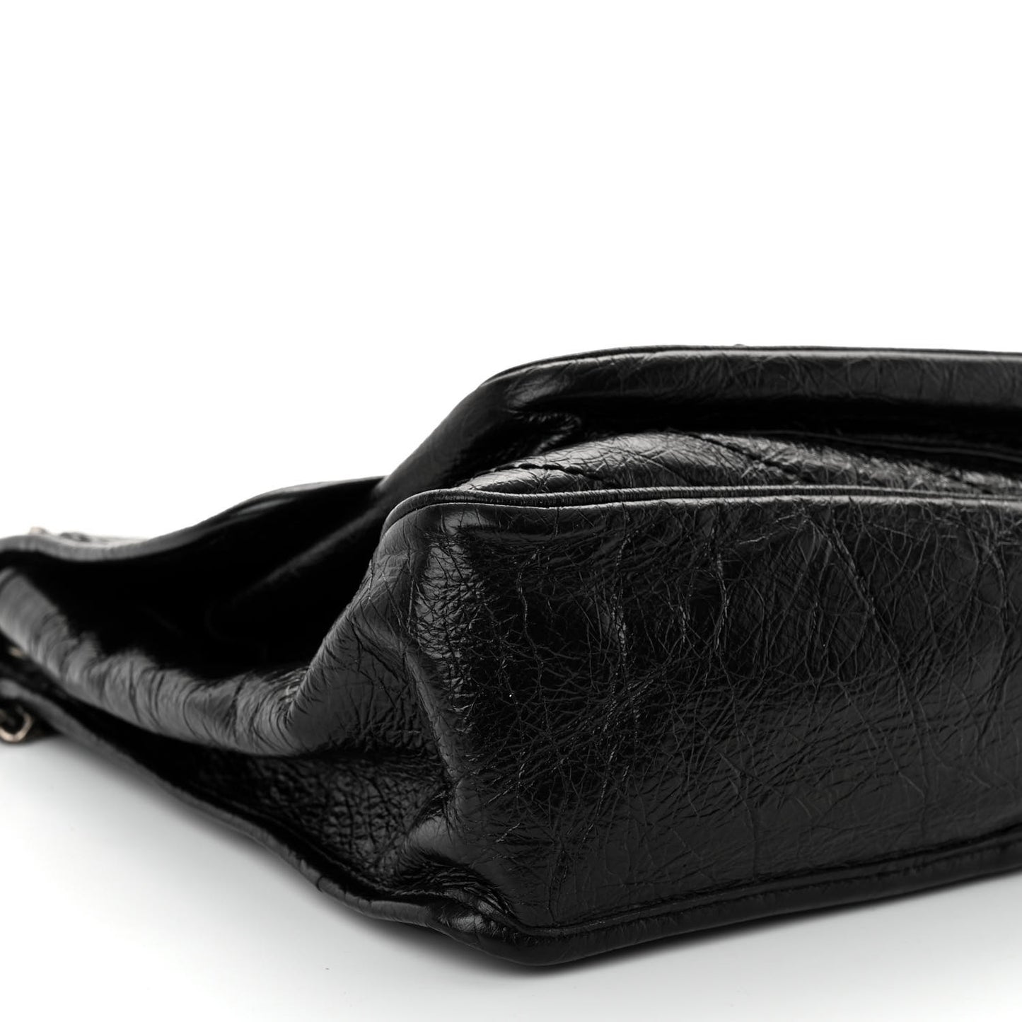 Crinkled Calfskin Matelasse Monogram Large Niki Chain Satchel Black