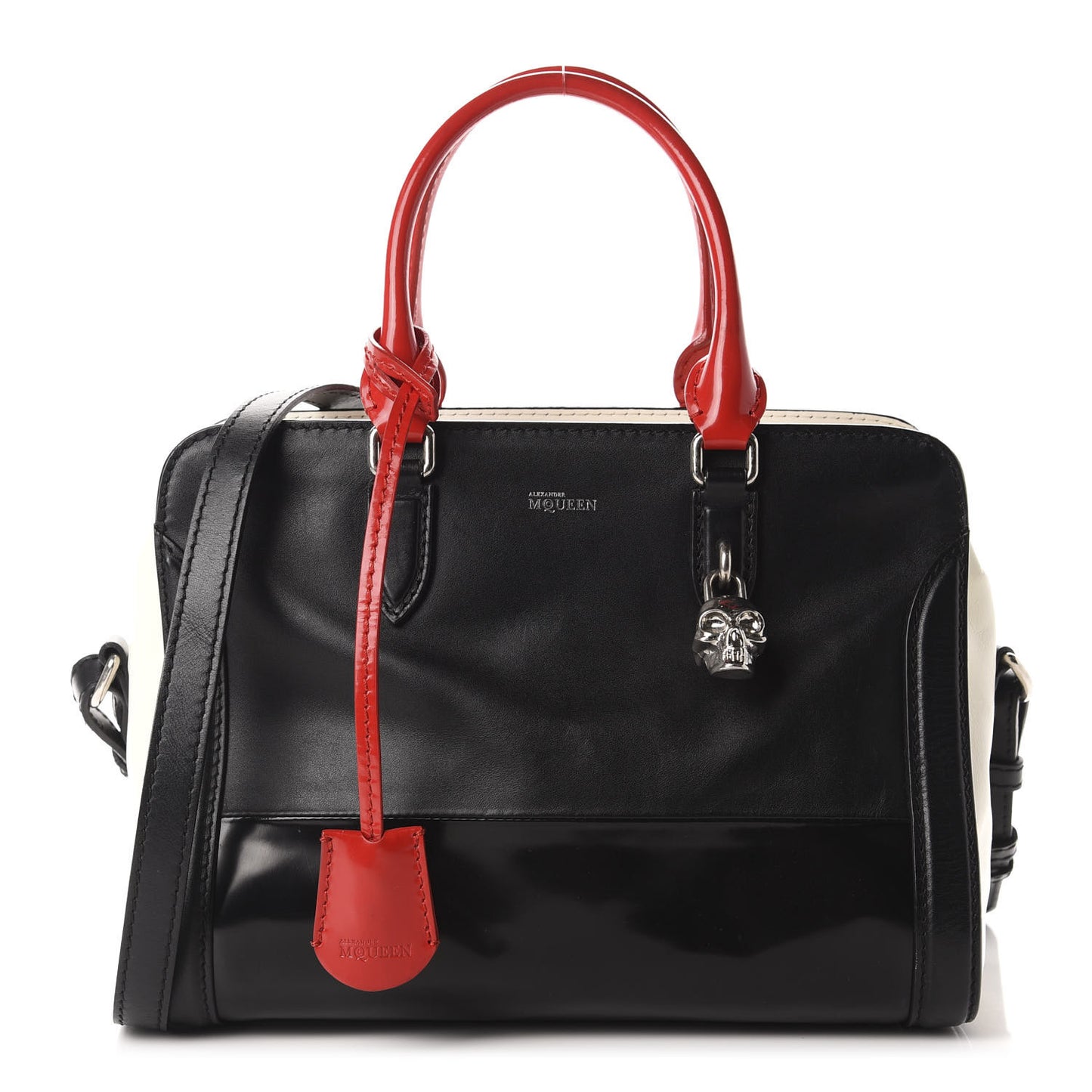 Patent Small Padlock Skull Tote Black Red